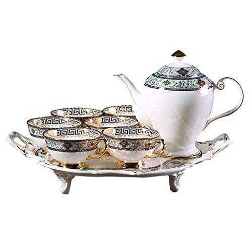 Palace European Bone China Coffee Set Model Room Decoration Ornament Afternoon Tea Set With Tray 8 Piece