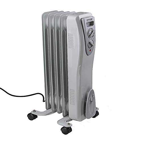 AMOS™ 5-Fin 1000W Oil Filled Radiator 3 Power Settings with Adjustable Temperature Thermostat Home Office Heater