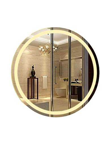 HEZHANG Led Light Mirror Bathroom Mirror Round Wall Hanging Bathroom Toilet Mirror Bathroom Makeup Mirror,70 Warm Light