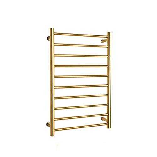 abodos Thermostatic Electric Heated Pre-Filled Towel Rail Radiator Flat Ladder for Bathroom, 304 Stainless Steel Bathroom Towel Rack, 50×80×12CM,Gold