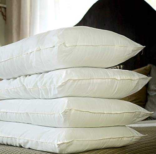 Silk Bedding Direct SET OF FOUR SILK-FILLED PILLOWS. Luxury Long-Strand Mulberry Silk Wrap. 58cm x 38cm / 23" x 15".