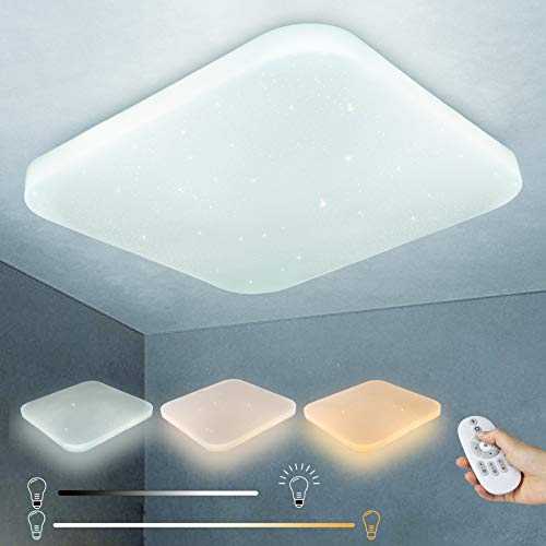 LUSUNT Dimmable Ceiling Light LED Bathroom Bedroom Light Ceiling for Living Room Kitchen Hallway Light Fittings for Ceiling Modern Square Waterproof Ceiling Lamp Adjustable 3000~6000K 2050lm 26W