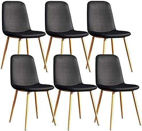 Modern Kitchen Dining Room Chairs Set Modern Dining Chairs Set of 6 Kitchen Chair Lounge Barstool with Metal Legs PU Leather Seat and Backrests for Living Room Office Lounge (Color : Black) (Black )