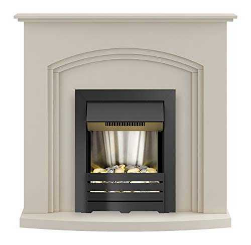 Adam Truro Fireplace Suite in Cream with Helios Electric Fire in Black, 41 Inch