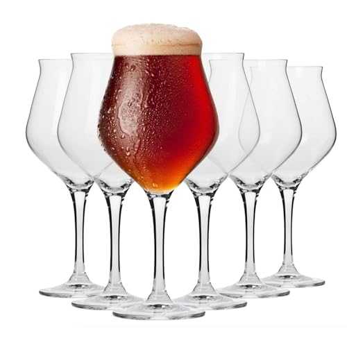 Krosno Tulip Beer Ale Tasting Glasses | Set of 6 | 420 ML | Avant-Garde Collection | Perfect for Home, Restaurants and Parties | Dishwasher Safe