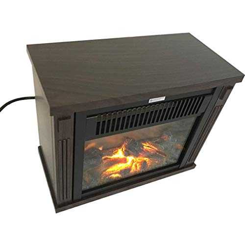 DYR Fireplace Electric with Fire Flame Effect Freestanding Portable Electric Log Wood Burner Effect 800-1500W 2 Heating Settings (Color: Beige) (Brown)
