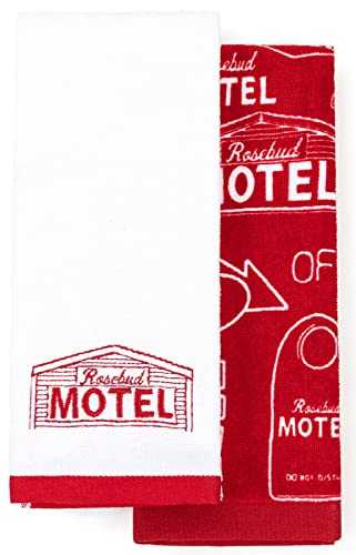 Schitt's Creek Rosebud Motel 2 Piece Bath/Kitchen Hand Towel Set - Super Soft & Absorbent Fade Resistant Cotton Towel (Official Schitt's Creek Product)