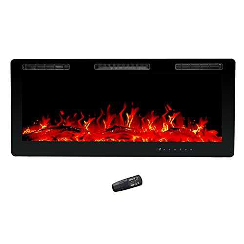 Jarka&Co 106cm Wall Mounted Inset Electric Fire, Freestanding or Insert Fireplace, Hanging Portable Room Heater with Remote