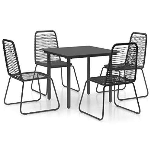 Furniture Outdoor Furniture Sets5 Piece Garden Dining Set PVC Rattan Black