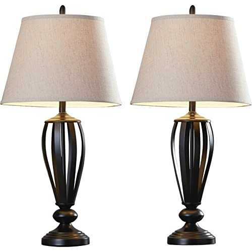 Desk Lamp Farmhouse Bedside Table Lamps for Living Room Set of 2 Oatmeal Tapered Drum Shade Rustic Bedroom Nightstand Lamps with USB Port Touch Dimmer Switch