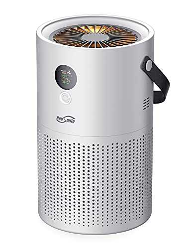 Housmile Air Purifier for Home,Air Cleaner with True HEPA Filter,3 Speeds Desktop Air Cleaner,Portable Purifiers for Dust, Smokers, Pollen, Pet Dander, Hay Fever, Cooking Smell(Gray)