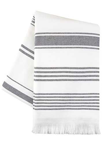 Sticky Toffee Hammam 100% Cotton Towel - Grey, 1 Large | Thin Turkish Bath Towels for Bathroom, Spa, Beach, Gym or Sauna | Highly Absorbent & Light & Soft | Machine Washable