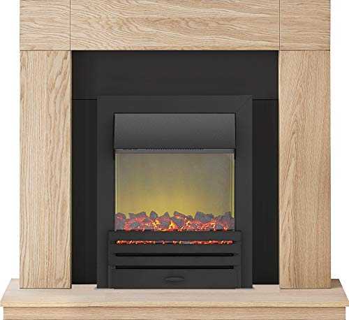 Adam Malmo Fireplace Suite in Oak with Eclipse Electric Fire in Black, 39 Inch