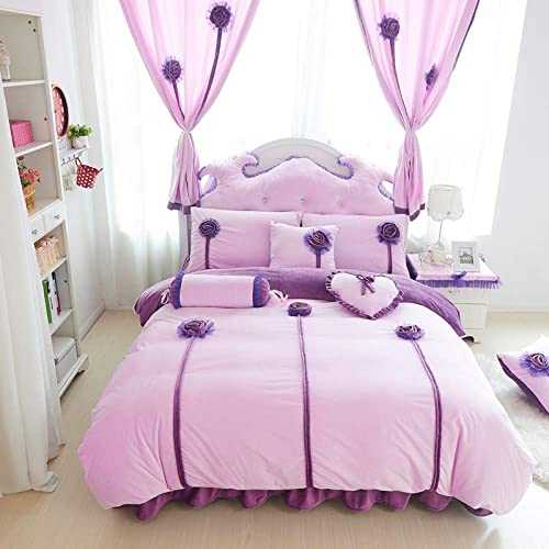 HJRBM Three Dimensional Rose Winter Luxury Bedding Sets Warm Duvet Cover Bed Sheet Set Bed Set Bed Linen,1,Queen Size A 7pcs (1 Queen size B 7pcs)