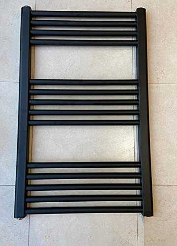 Greenedhouse Milano BLACK Straight Heated Towel Rail W500mm x H800mm Flat Central Heating Towel Radiator