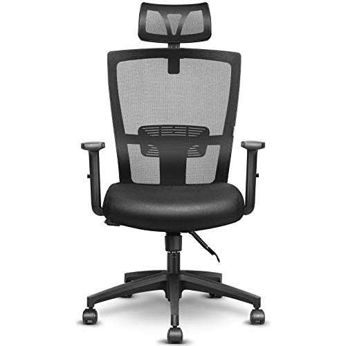 mfavour Ergonomic Office Chair Mesh Chair Heavy Duty Office Chair, Adjustable Headrest and Armrest, Home Office Chair with Tilt Function and Position Lock