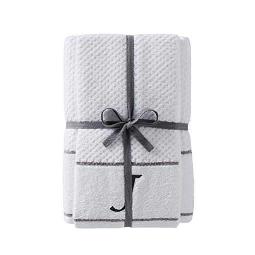 SKL Home by Saturday Knight Ltd. Monogram "J" Bath and Hand Towel Set, White, 4-pack
