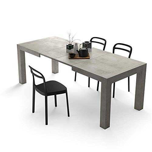 Mobili Fiver, Extendable Kitchen Table, Iacopo, Grey Concrete, Laminate-finished, Made in Italy