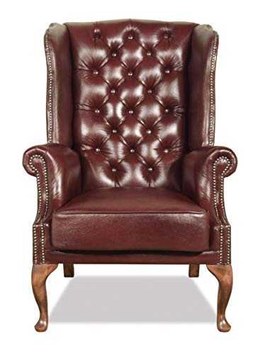 Casa Padrino Chesterfield Genuine Leather Ears Armchair Dark Red 80 x 80 x H. 110 cm - Luxury Armchair