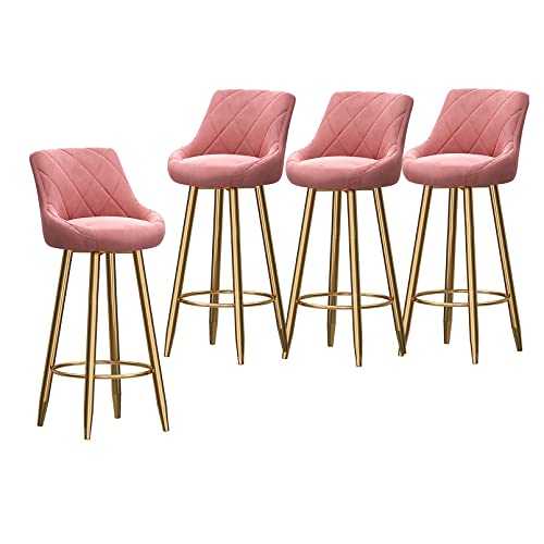 Family Stool Bar Stool Bar Stools Set of 4 Counter Height Family Stool Bar Stool Bar Stools Modern Bar Chairs with Back Velvet Upholstered Seat, Gold Metal Legs,Seat Height 75cm