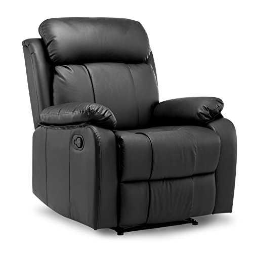 belupai Recliner Armchair Leather Padded Ergonomic Comfort Manual Reclining Chair(Black)