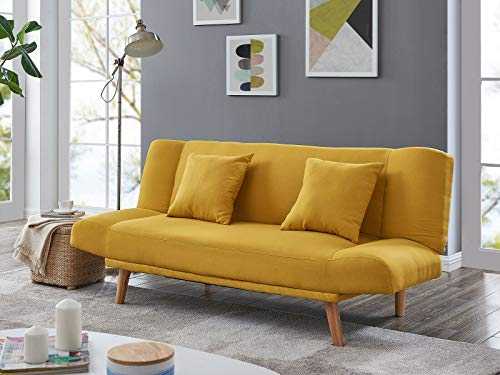 ADHW 2 3 Seater Sofa Bed With Matching Cushions Wooden Legs (Color : Mustard)