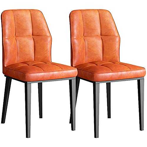 Anbo Dining Chairs Set of 2, Living Room Side Chairs Modern Upholstered Dining Chairs with Carbon Steel Legs Soft PU Leather Cushion Chairs,Orange