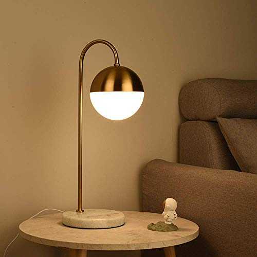UWY Nordic Art Deco Golden Body Table Lamp Metal Base Plate Modern Minimalist Frosted Glass Led Desk Lamp for Study/Bed Room,White