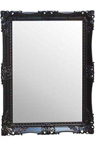 Large Antique Style Black Very Ornate Big Wall Mirror 3FT7 X 2FT7 109CM X 78CM