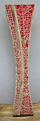 Unusual Hand Made Natural Rattan Contemporary Red Bali Floor Lamp 150cm
