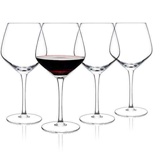 Luxbe - Crystal Wine Glasses 650ml, Set of 4 - Large Handcrafted Red or White Wine Glass - 100% Lead Free Crystal Glass - Professional Wine Tasting - Burgundy - Pinot Noir - Bordeaux