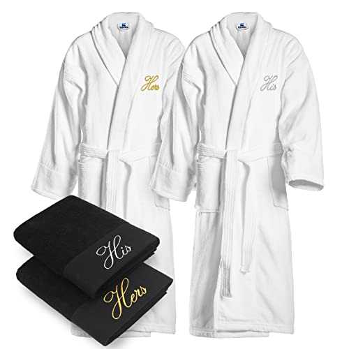 Kaufman - Luxurious Couples Embroidered Bath Sheet Set of 2 Large Towels for Partners (Black - His and Hers)