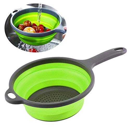 KOKSI Collapsible Silicone Colander with Handle Food Strainer Basket, BPA-Free