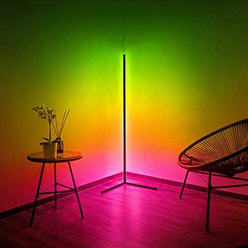 LOEFME Corner Floor Lamp Modern Minimalist Nordic Decoration Home Floor Lamps RGB Color Changing Dimming Standing Lamp for Living Room Night Light Gaming Room Living Room Bed Room with Remote Control