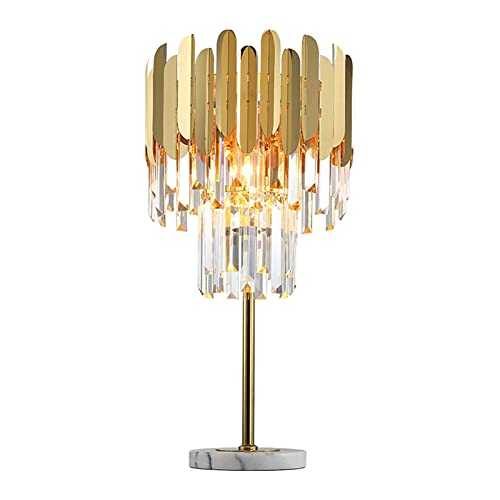 Yinyimei Floor Lamp Postmodern Art Deco Stainless Steel Crystal Marble Golden LED Lamp LED Light LED Floor Lamp Floor Light For Bedroom (Lampenschirm-Farbe : Table lamp)