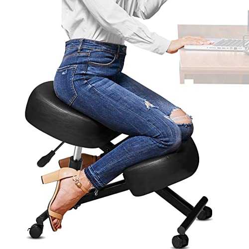 Himimi (Upgraded Kneeling Chair Ergonomic with Thick Memory Foam Cushion, Height Adjustable Office Stool, Knee Support Chair to Relieve Back Pain & Improve Posture, Brake Casters, for Home&Office