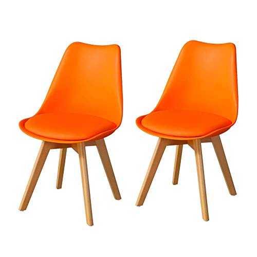 TUKAILAi 2PCS Orange Style Dining Chairs with Solid Wood Legs and Padded Seat Lounge Chairs Kitchen Chairs Living Room Chairs Dining Room Furniture