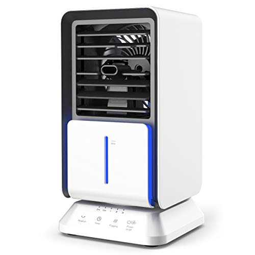 infray Portable Air Cooler, Personal Mini Air Conditioner Space Cooler Table Fan 3 in 1 Desktop Evaporative Cooler, Humidifier, Purifier with Timer Function and 90° Auto Oscillating for Home Office