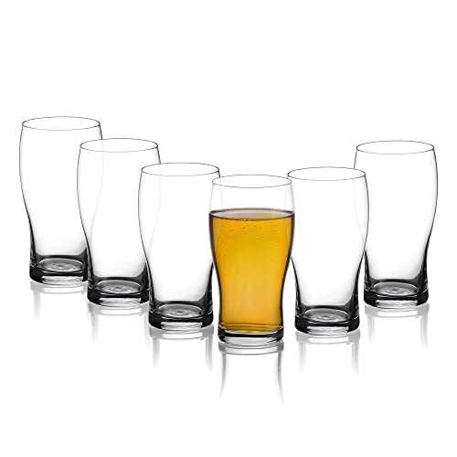 Amisglass Tulip Pint Glasses Set of 6, Classics Craft Beer Glasses, Pub Beer Glass for Beer Drinking, 600 ML
