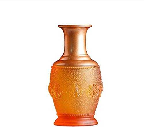Glass Vase for Flowers Vase Creative Simplicity Vases Glass Handmade Copper Embossed Auspicious Flower Arrangement Dried Flower Hydroponic Plant Flower Jar(Color:26*14cm) for Home Centrepiece and Of