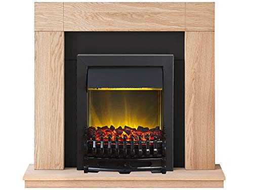 Adam Malmo Fireplace Suite in Oak with Blenheim Electric Fire in Black, 39 Inch