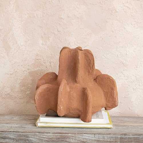 Creative Co-Op Handmade Paper Mâché Vase with Curved Design, Caramel