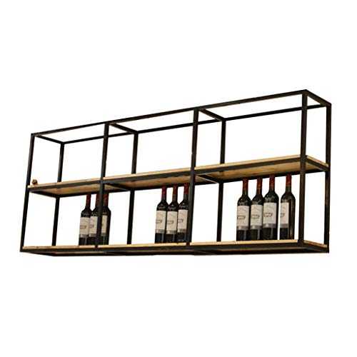 MFLASMF Wine Rack,Bar,Restaurant,Wine Glass Rack,Home Hanging Iron Wooden with Holder, Wall-Mounted Wine Shelf, Creative Hanging Wine Bottle Display Stand
