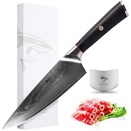 MAD SHARK Professional 8 Inch Damascus Chef's Knife,German Military Grade Composite Steel,Ultra-Sharp, High Quality Kitchen Knife,Best Vegetable Cutting or Meat Slicing Cooking Chief Knife
