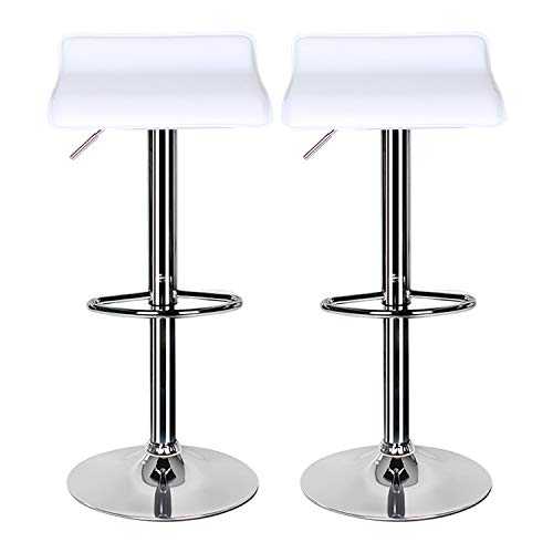 Bar Stools Set of 2,White Bar Stool for Kitchens with Chrome Footrest and Base Swivel Gas Lift Leather Breakfast Bar Stool for Diningroom/Counter/Kitchen Home Furniture