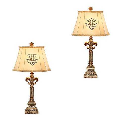 HDZWW Shabby Chic Table Lamps Set of 2 Antique Table Lamp Decorative Bedside Lamp for Living Room Family Bedroom Nightstand Office (Size : S)