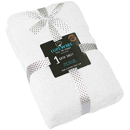 Premium Quality Jumbo Extra Large XL Bath Sheet Towel (90×180 cm) 600 GSM, 100% Ring Spun Cotton, Ultra Soft Feel, Absorbent, Oeko-Tex Standard 100 - Bathroom Accessories (White)