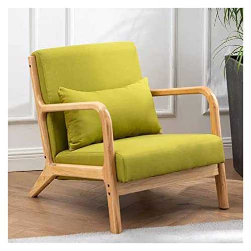 WIGSELBL Living Room Armchair Accent Chair with Lumbar Pillow,Retro Leisure Chair Lounge Chair Tub Chair Club Chair Upholstered Mid Century Modern Chair with Solid Wood Legs (Color : Green)