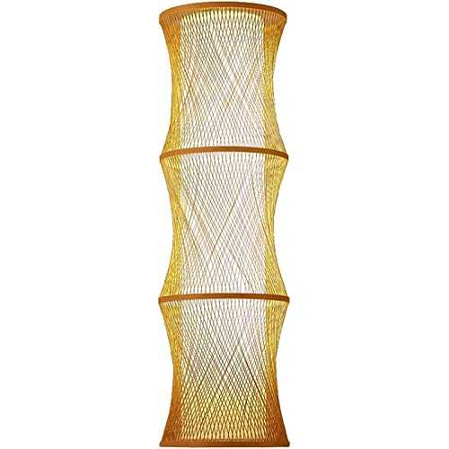 Floor Lamp Elegant Floor Lamp Bamboo Column Standing Lamp Built-in Fabric Lamp Shade Handmade Modern Storage Lamp Corner Tall Lamp Bright