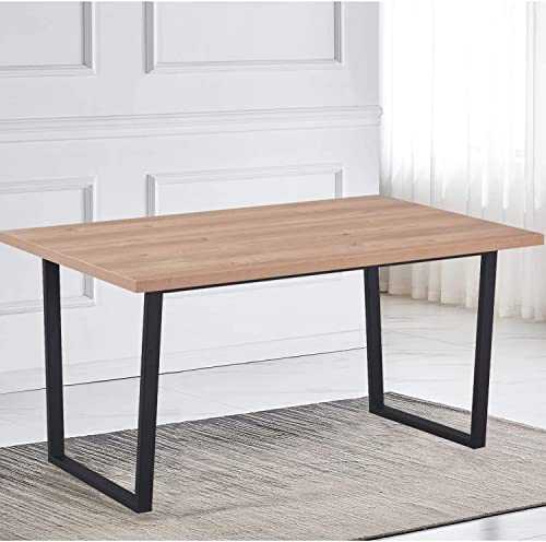 AINPECCA Dining Table Industrial Style MDF top with Metal legs 150 x 90 x 76cm (150 x 90cm, Oak effect top with leg B)